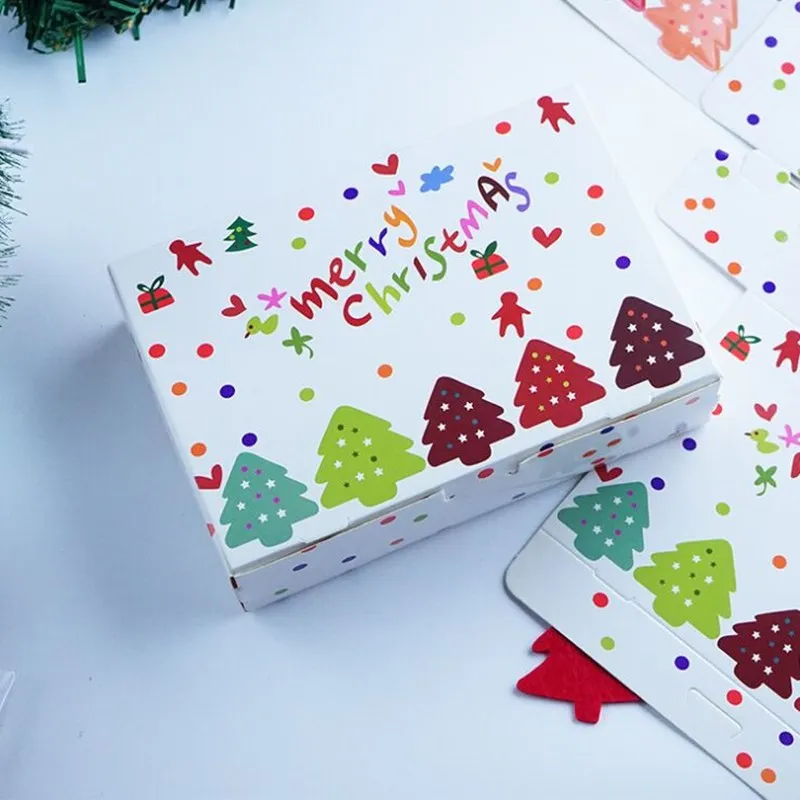 Merry Christmas DIY Дерево подарочная упаковка бумажная коробка 18x12x5cm 10 шт Рождественская елка пряник коробка для печенья коробочка для кондитерских изделий 300gsm бумажная карта