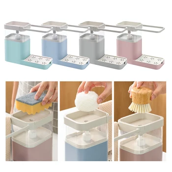 

Multifunctional Dishwashing And Brushing Pot Pressing Automatic Liquid Detergent Liquid Box Sink With Towel Bar Rack&7