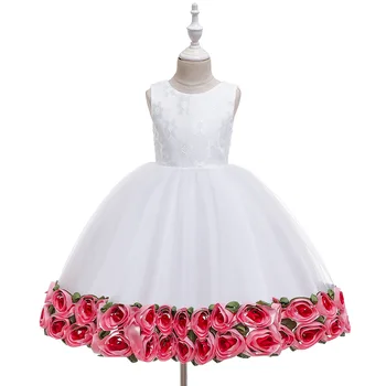 

Children Girls New Arrivals Sky Blue Burgundy Hot Pink White Christening Dress for Girl Kids Wedding Dress 2019