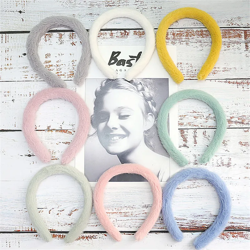 mixed colors 10 шт./лот, новинка, милая однотонная плюшевая повязка для волос в виде макарон, Детская однотонная повязка для волос, повязка для волос, головной убор - Цвет: mixed colors