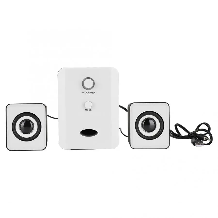 Bocina SADA D-201 мини USB динамик тяжелый бас для настольного ноутбука компьютера мобильного телефона динамик - Цвет: Белый