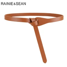 

Brown Belt Cowhide Women Belt Fashion Self Tie Real Leather Waist Belts for Dress Female Strap Apparel Accessories