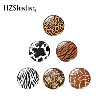 

10pcs Animal Skins Pattern Leopard Zebra Tiger Giraffe Cow Print Patterns DIY Round Glass Cabochon Jewelry