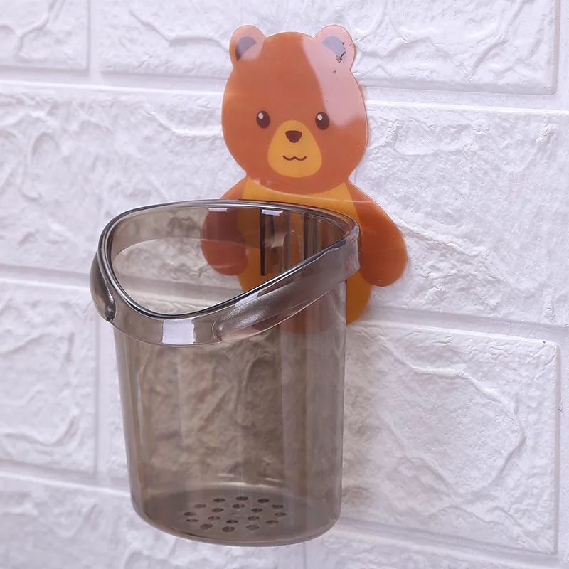 Toothbrush Holder Bathroom Storage Rack Teddy Bear Wall Mounted Toothbrush Holder