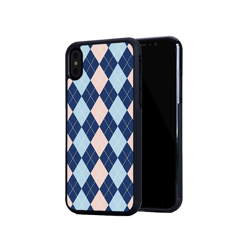 Plaid checked blue pink soft side phone cases for iphone 11 pro max x 5s se 6s 7 8 plus XR XS MAX TPU bags | Мобильные телефоны и