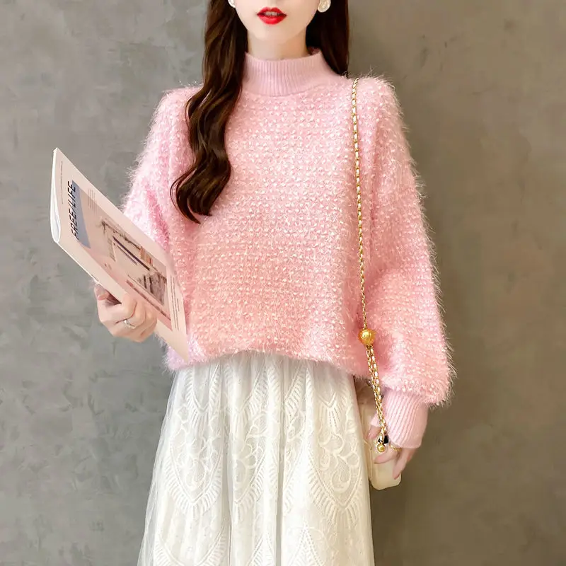 Ladies Sweaters 2022 Autumn Winter New Knitted Sweater Female Pullover  Loose Tops Fashion Warm Large Size Sweater Women Top turtleneck sweater Sweaters