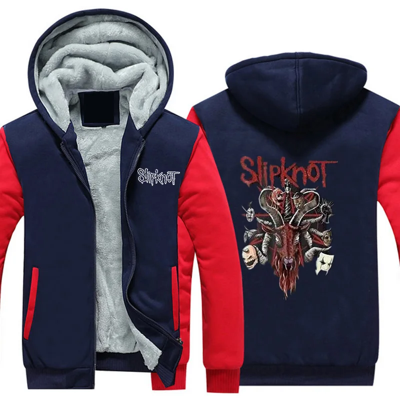 Зимние модные толстовки с капюшоном на молнии, куртки, рок-группа Slipknot, с принтом, утолщенная теплая толстовка в стиле панк, Повседневная Уличная одежда, хлопковые пальто