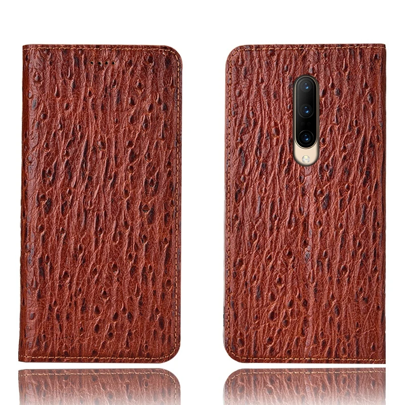 

Ostrich Pattern Genuine Leather Ultra Thin Card Slot Case For OnePlus 7 Pro/OnePlus 7/OnePlus 6/OnePlus 6T Magnetic Case Coque