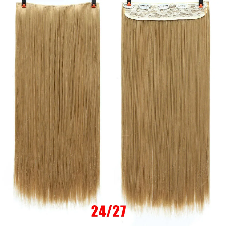 LUPU 60 см 5 зажим для наращивания волос длинные шелковые прямые натуральные черные поддельные шиньоны термостойкие для женщин - Цвет: 24I27