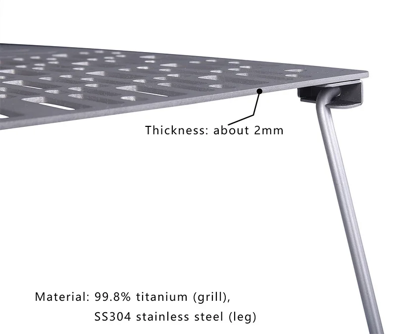 Titanium Charcoal Barbecue Grill Net Folding Legs BBQ Desk