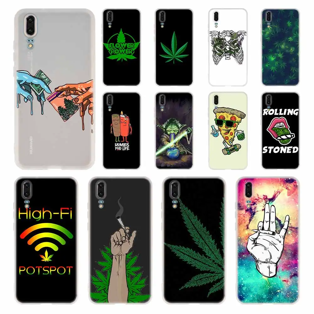 

Case Silicone Soft TPU Cover For Huawei P30 P20 Pro P10 P9 P8 Plus P Smart Lite 2019 Abstractionism Art high weed Cases