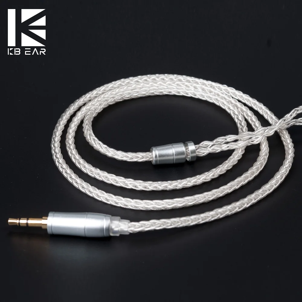 Обновленный серебристый кабель KB EAR 8 Core 2pin/MMCX/QDC с кабелем для наушников 2 5/3 5/4 4 Для