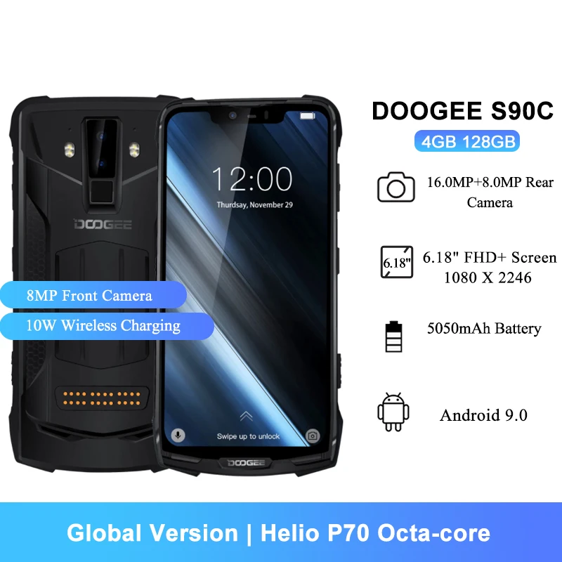 DOOGEE S90C смартфон с 5 5-дюймовым дисплеем восьмиядерным процессором Helio P70 16 Мп 6 18 мАч