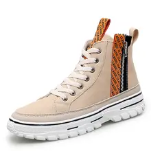 Белые парусиновые туфли на танкетке; мужские кроссовки; обувь на высокой платформе; высокие кроссовки; мужские кроссовки на скрытом каблуке; повседневная обувь на молнии; Вулканизированная обувь