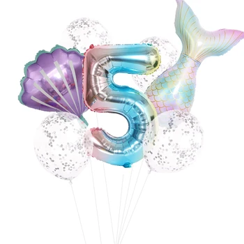 

Number Balloon Mermaid Birthday Party Decoration Happy Birthday Party Decor Number Balloon Decortion For Kids