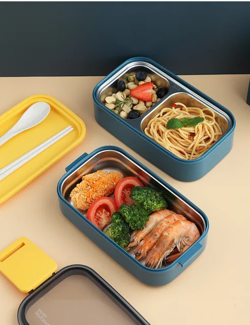 Bento box-fiambrera de acero inoxidable estilo japonés para niños, cajas de  desayuno para la escuela, almacenamiento de alimentos, contenedores para  mantener el calor - AliExpress