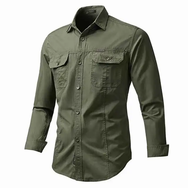 Tactical Work Shirts Mens Cotton Casual 