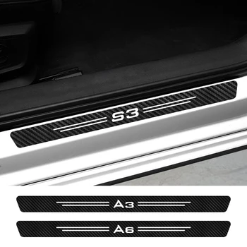 

4PCS Car Door Threshold Scuff Plate Sticker For Audi A3 8P 8V A4 B8 A6 S1 S2 S3 S4 S5 S6 S7 S8 Q8 SQ5 SQ7 TTS Auto Accessories