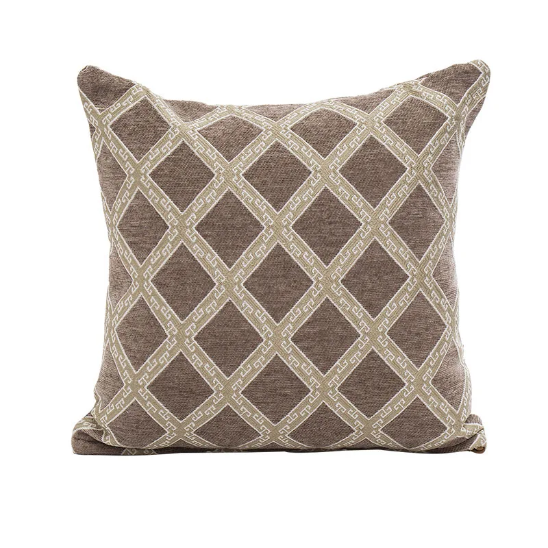 cushion cover1 45*45 см роскошные кофейные Чехлы для подушек без внутреннего клетчатого геометрического украшения, синель, наволочки для подушек на кровать, стул X59 - Цвет: cushion cover1