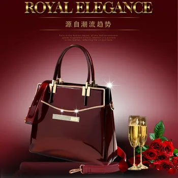 

Female mother bag fashion patent leather simple big bag 2020 autumn large capacity single shoulder portable slung tote bag