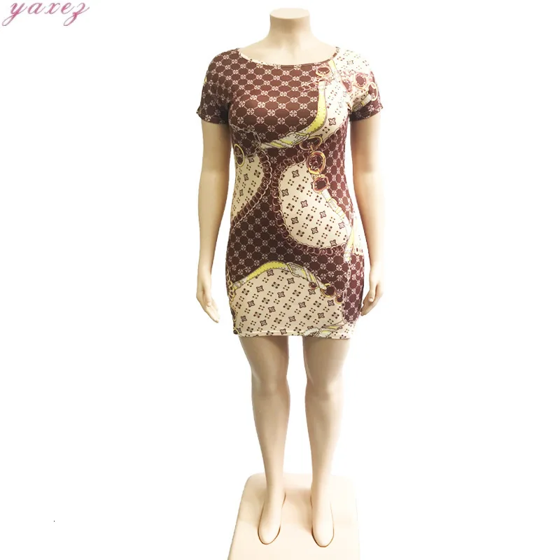 Robe Femme Ete облегающее платье с принтом в виде цепочки и круглым вырезом на бедрах с коротким рукавом летняя женская одежда платье размера плюс