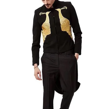 

M-3XL！Peacock embroidery tuxedo suit magician performance jacket nightclub host large stage costume photography dress.
