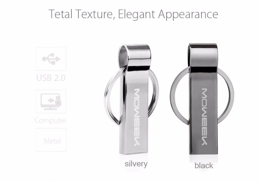 Moweek, металлическая USB флеш-карта, 64 ГБ, флеш-накопитель, 2,0 реальная емкость, 4 ГБ, 8 ГБ, 16 ГБ, 32 ГБ, флешка, usb карта памяти, брелок, u-диск