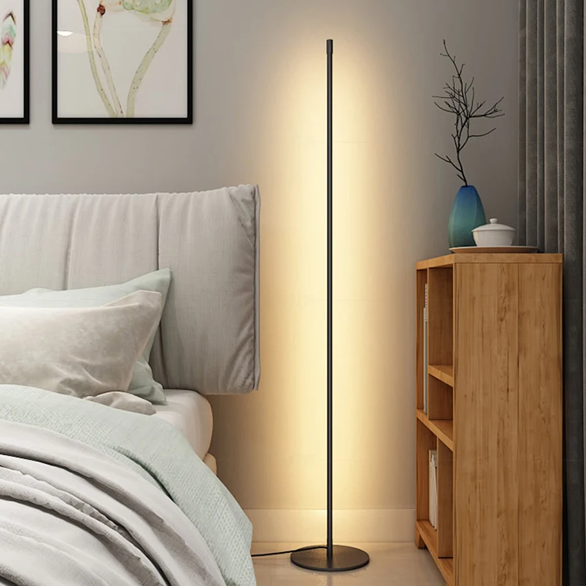 Напольная Лампа в скандинавском стиле, светодиодная круглая палочка, напольные светильники, современный декор для спальни, атмосферная Напольная Лампа для гостиной