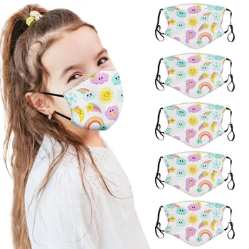 

5PCS Kids Printed Ice Silk Mask To Protect Against Dusts Haze Mask Washable Reusable Mouth Mask Adjustable Mask mascarilla