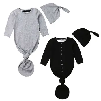 

Baby Spring Autumn Sleepwear Newborn Baby Infant Toddler Blanket Swaddle Stroller Wrap Long Sleeve Sleeping Bag +Hat 2Pcs