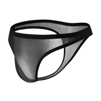 

6PCS Men Sexy G-string Thong Gay Men Underwear Solid Ultra-thin Seamless Panties Ice Silk Underpants Man Bikini Briefs Jockstrap