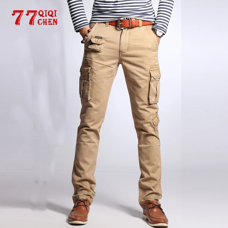 Casual Pants Mens Joggers Military Tactical Camo Pant 100% Cotton slim calca masculina Cargo Spring Multi-pocket Trousers Male Casual Pants Mens Joggers Military Tactical Camo Pant 100% Cotton slim calca masculina Cargo Spring Multi-pocket Trousers Male