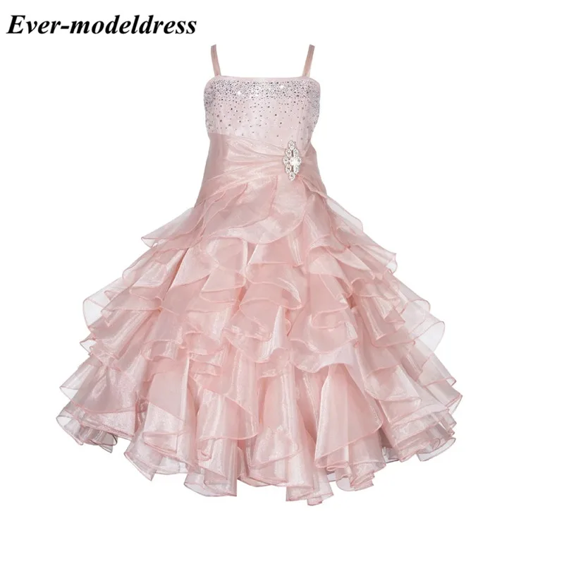 Vestidos г.; Розовые Платья с цветочным узором для девочек; пышные платья для девочек с Блестками, Бисером И каскадными оборками; пышные праздничные платья для дня рождения - Цвет: same as picture