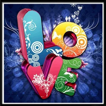 

New Full Paste Round Diamond Diamond LOVE Letter Cross Stitch Vertical Paste Painting Living Room Decoration Supplies