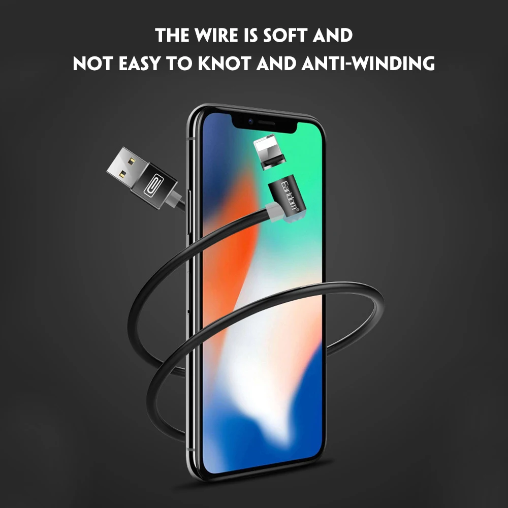 FDBRO 1 м локоть Сильный магнитный 2.1A зарядный кабель lighttin для S8 S9 Phone X Micro usb type C Магнитный шнур для зарядки