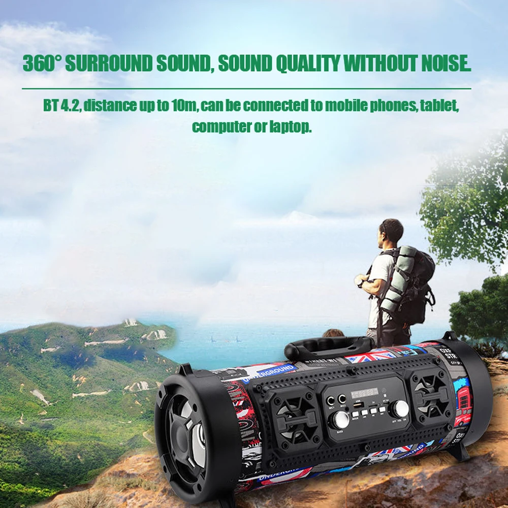 M17 портативные беспроводные BT колонки шок бас открытый кемпинг колонки HiFi стерео колонки ручной Soundbox встроенный fm-радио