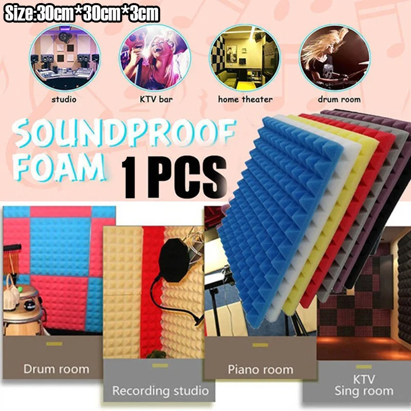 1 Pc Studio Acoustic Soundproof Foam Sound Absorption Treatment Panel Tile Wedge Protective Sound Absorb Spong 30x30x3cm Wall Stickers Aliexpress