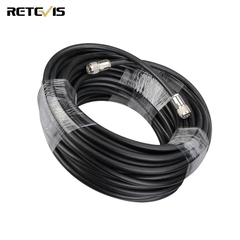 Retevis 50-7 Pure Copper Low Loss Coaxial Extend Cable 25 Meters Feeder for Walkie Talkie Repeater SL16 Connector RT9550 RT92 walkie talkie accessories 5m feeder cable 12cm magnet pl259 port two way radio magnetic antenna base connector for car radio