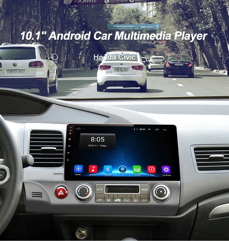 Perfect Junsun Android 8.1 Car DVD GPS raido Audio Multimedia Player For Honda Civic 2006-2011 2din Headunit Navigation 2G RAM wifi IPS 5