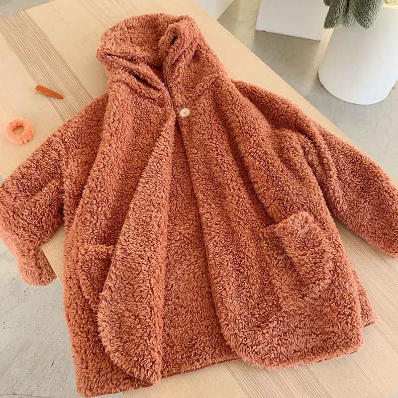 Brick red Зимние корейские женские толстые теплые повседневные куртки с капюшоном из искусственного меха ягненка, пальто, верхняя одежда, парка - Цвет: Brick red