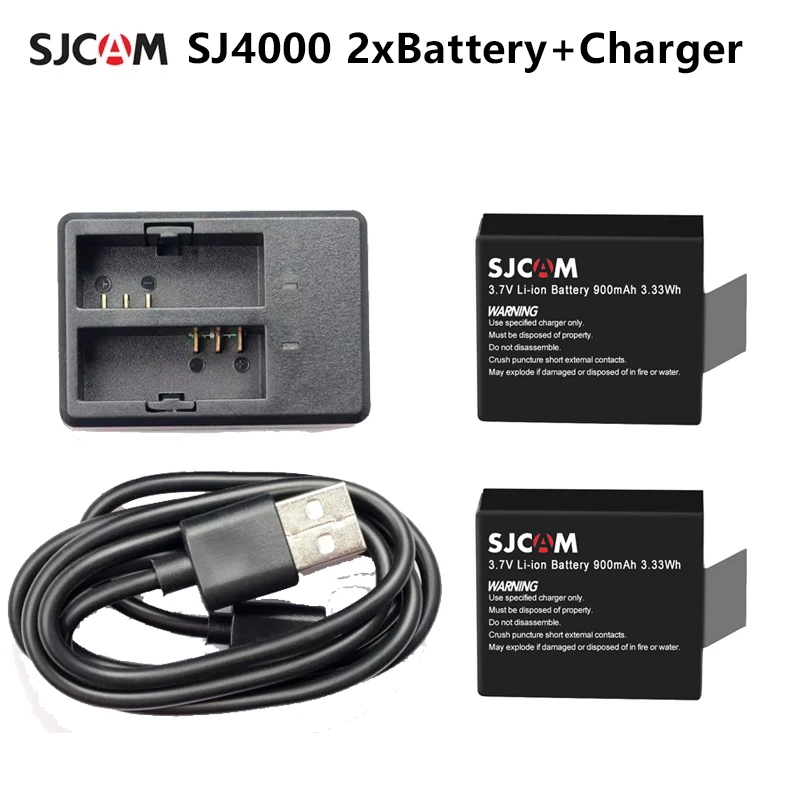 SJCAM 2 шт. аккумулятор SJ4000 аккумуляторная батарея + 1 двойное зарядное устройство