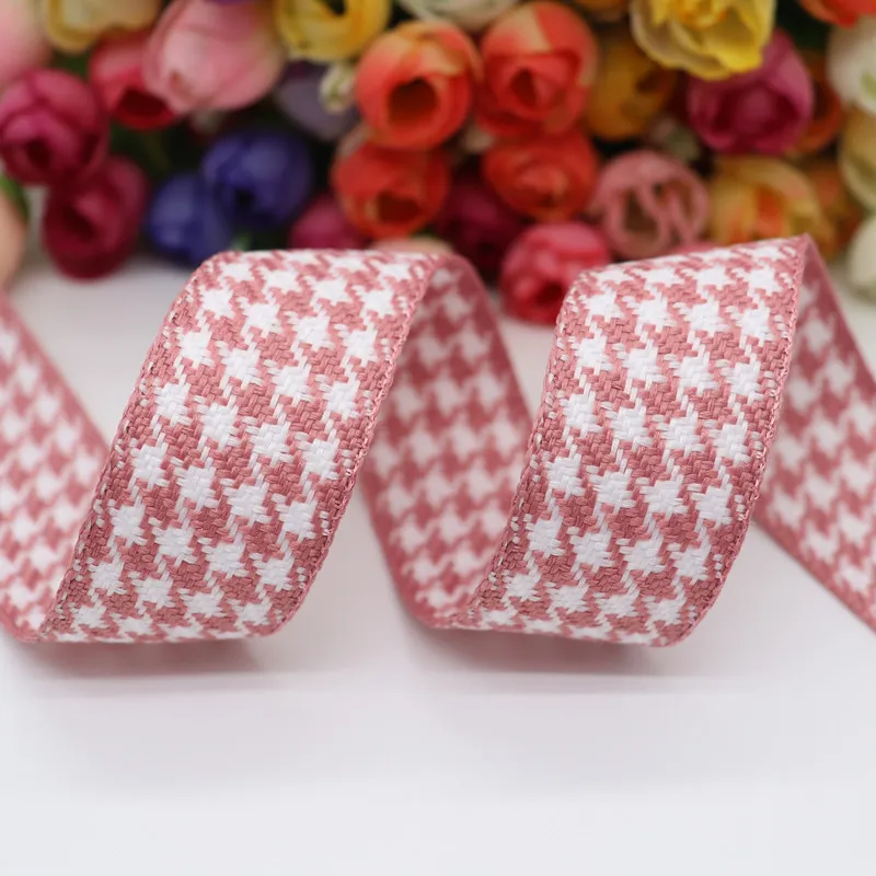 Cotton Linen Lattice Printed Grosgrain Ribbons 5 yards 1" 25MM/1.5" 38MM For Hair Bows DIY Handmade Materials Y81103 ribbon decoration ribbon supplies grosgrain ribbon cotton ribbon sewing ribbon