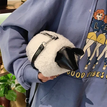 

с доставкой Unique design plush Small Crossbody Bags For Women winter 2021 trend Shoulder Handbags Branded Bag