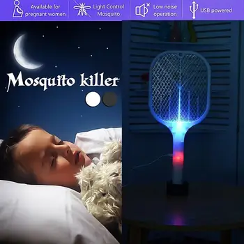 

3000V Electric Insect Racket Zapper USB 1200mAh Rechargeable Mosquito Kill Fly 3 Network Bug Zapper Killer Trap