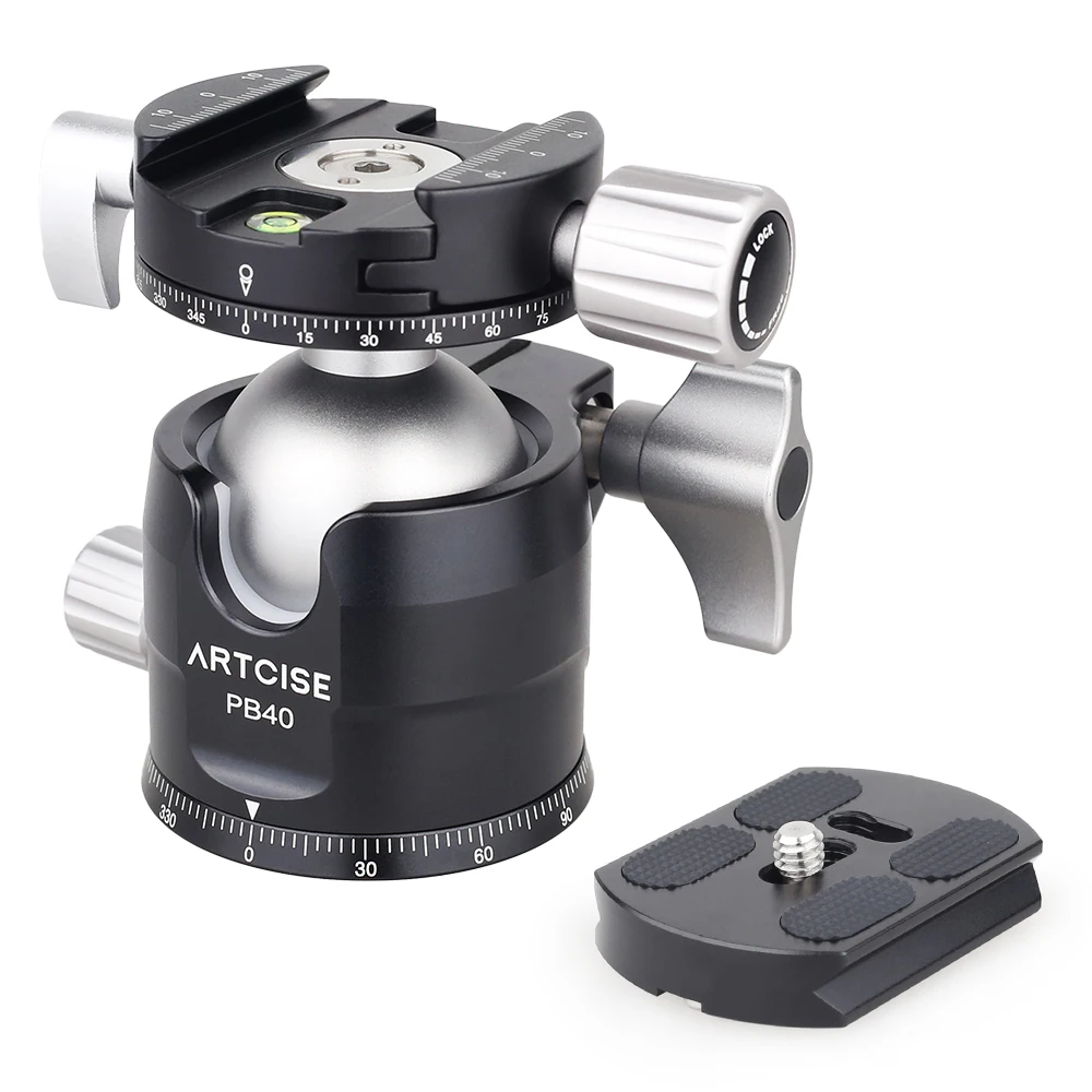 Low Profile Ball Head 360 Degree Rotatable Tripod Head DSLR Cameras PB40 Double Panoramic ballHead Tripods Monopods tripod ball head camera panoramic head