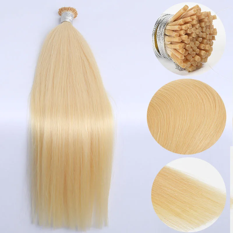 Hair Straight 613 Colored Nail I Tip Microlinks Hair Extensions Real Human Virgin Bundles100pcs/ Set Remy Ring