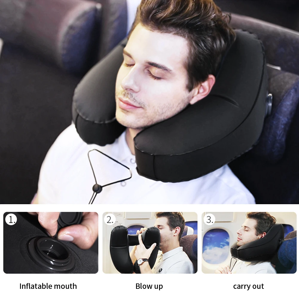 H-образная надувная подушка для путешествий со шляпой воздушная подушка складной легкий ворс подушка для шеи офис автомобиль самолет спальная подушка