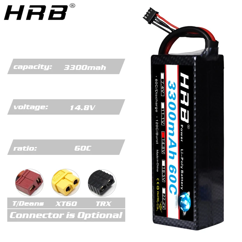 HRB 4S 14,8 V Lipo аккумулятор 3000 3300mah 3600 mah 4000mah 5200mah 5500mah 6000mah 7000mah Deans T Plug TRX XT60 жесткий чехол RC запчасти для автомобилей