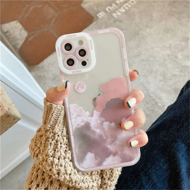 Retro Moon night Late cloud Phone Case For iPhone 13 Pro 11 12Pro Max XR XS Max 7 8 Plus X Lens Protection Shockproof Soft Cover