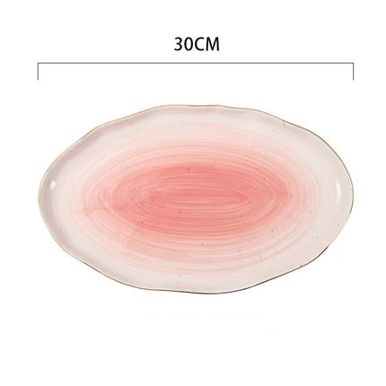 Star Ceramic Plate Set Snack Fruit Cake Dessert Plate Decorative Dishes and Plates Sets Home Party Wedding Dinner Sets Tableware - Цвет: 30cm pink